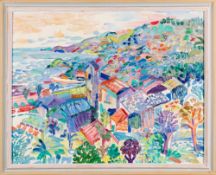 * Fred Yates [1922-2008]- Cotes d'Azure: - signed bottom right oil on board, 58 x 74cm.