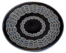 De Biasi (Murano) a large amethyst glass charger: decorated with two encircling gilt edged and