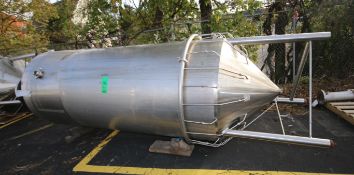 Grace Machinery 1,100 Gallon Cone Bottom S/S Single Wall Verticle Tank, Size 35, S/N 2706, Bottom