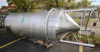 Grace Machinery 1,000 Gallon Cone Bottom S/S Single Wall Verticle Tank, Size 3500, S/N 740106,