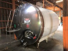 Walker S/S 4,000 Gal. Horizontal Jacketed Tank, Model 10592, S/N HHT4885R, Area Sq. Ft. 84/R-12,
