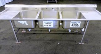 Stainless Steel 3 Compartment Sink, 24
