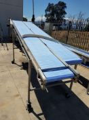 S/S Intralox Incline Conveyor, Hydraulically Operated, Mounted on Portable S/S Legs