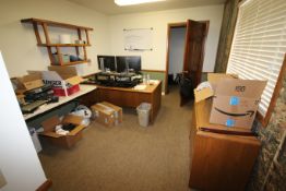 Remaining Contents of Office, Includes (1) Desk, (1) Folding Table, (1) Wooden Filing Cabinet (NOTE: