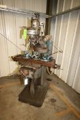 Bridgeport Vertical Milling Machine, S/N M22129, Adjustable Table, with (3) Table Mounted Vises