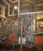 Key S/S Soak Tank System, with 5 ft L x 5 ft W x 9 ft H Cone Bottom Hopper, Mounted on Load Cells