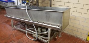 8’L x 20”W x 19”D Jet Spray S/S Wash Trough, with Fristam 5hp Centrifugal Pump, Mounted on