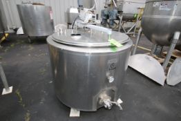 Damnrow 150 Gallon S/S Jacketed Tank, with Top Mounted Agitation, Internal Dims.: Aprox. 43