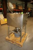 S/S Aprox. 100 Gallon Breddo Likwifier, with Bottom Mounted Motor, Mounted on S/S Legs with Hinge