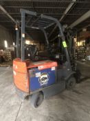 Toyota 4,400 LB Electric Forklift, Model 7FBOU25, S/N 68951, 3 Stage Mast