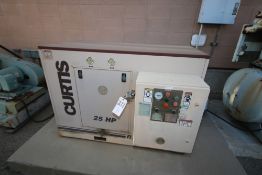 Curtis 25 hp Air Compressor, M/N RS25A A-EB101, S/N 01E070008, CFF 104, 125 PSI, 460 Volts