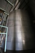 150,000 Gal. Single Wall S/S Holding Tank, Aprox. 32' Dia., with Side Man Hole & S/S Butter Fly