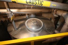 Aprox. 800 Gal. Single Wall S/S Vertical Tank, Dome Top/Cone Bottom, Tank Dims.: Aprox. 71