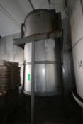 Aprox. 1,500 Gal. S/S Vertical Single Wall Mix Tank, with Dish Bottom with Butterfly Valve