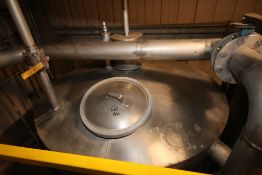 Aprox. 800 Gal. Single Wall S/S Vertical Tank, Dome Top/Cone Bottom, Tank Dims.: Aprox. 71