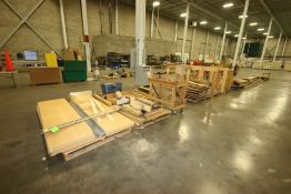 Lot of Assorted Lumber and Wood, Assorted Lengths & Sizes, Includes Some Wooden Tables on Casters