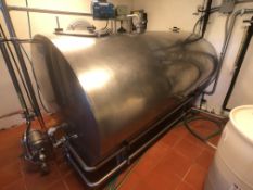 Mueller 600 Gallon Double Wall Jacketed S/S Farm Tank, Top-Mount Prop Agitation, CIP Spray Ball