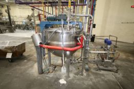 Hamilton 150 Gal Steam Jacketed S/S Kettle, S/N 1466, 150 psi, Hinged Lid, Bridge Style Agitator
