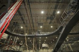 Spiral Outfeed Overhead U - Shaped S/S Conveyor System, Aprox. 70 ft L x 36