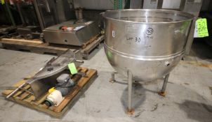 Groen 100 Gal. Jacketed S/S Kettle, Model N 100 SP, BN 17386, with Lee S/S Bridge Agitator, S/S