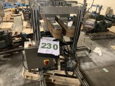 Bottom Labeler with Sato Label Printer, Pneumatic Cylinder for label application, belt side