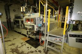 Uniloy 6-Head HDPE Blow Molder, M/N 350R2, S/N 5080, Includes Bottle Cooling Fan & Conveyor, 8
