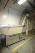 Sidel Pre-Form Elevator Conveyor with Hopper, Hopper Dims.: Aprox. 70