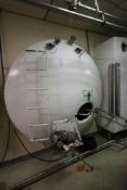 2,000 Gal. S/S Single Wall Horizontal Tank, with Single CIP Spray Ball, with Horizontal S/S