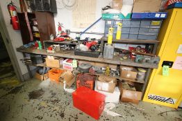 Work Bench Tables with Contents, Includes Granite Top McMaster, Carr Hardware Cubby Hole Unit, 2-