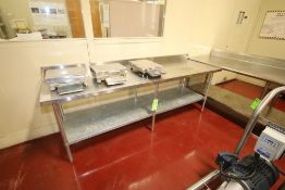 S/S Tables, with S/S Back Splash & S/S Bottom Shelves, 1-Aprox. 96