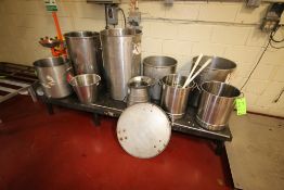Misc. S/S Pots & Buckets, with S/S Cart, Pots Dia. Range From: Aprox. 13