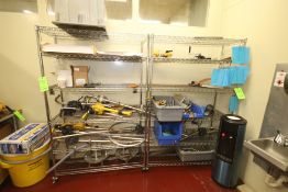 Portable Wire 6-Shelf Units with Contents, Contents Includes Hand Pumps & Hand Pump Parts, with