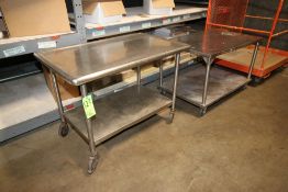 S/S Tables on Casters, Overall Dims.: Aprox. 48