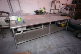 S/S Table with S/S Bottom Shelf, Includes S/S Sink, Aprox. 115