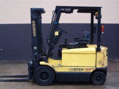 Hyster J50XM-28 / EE Sit Down Pneumatic Electric Fork Truck. Capacity: 5,000lbs, YOM: 2003, Mast: