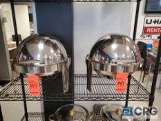 Lot of (3) stainless steel roll top round chafing dishes