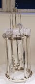 Four-light hanging metal lantern of circular form, height 93cm (VAT payable on hammer)