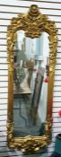 Georgian style rectangular wall mirror with heavy foliate gilt frame, the plate 95cm x 30cm
