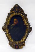 In the manner of Van Dyck Oil on board Shoulder length portrait of 