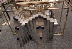 LOT WITHDRAWN Rectangular gilt metal stand, with cloudy glass top140cm and a chrome metal stand,