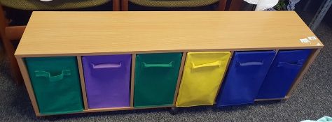 Two low 21st century cabinets with storage boxes a