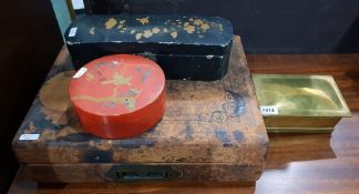 Victorian leather covered writing case, a black la