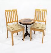 Oak rectangular top draw-leaf dining table on turned legs with a pair of beech splatback dining