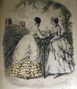 Coloured map of East India islands, quantity bookplates and two fashion prints (6)