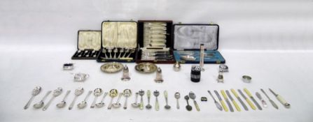 EPNS cruet items, quantity of plated cutlery et cetera, five boxes boxed flatware