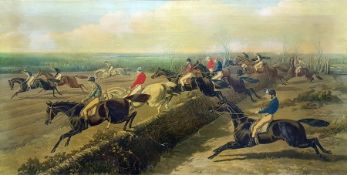 After Herring Chromolithograph  Steeplechase leaping wall and  After Harry Hall and J Harris  