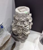 Pair of moulded resin/fibre glass stands of concave quatrefoil form as a tree stump (2)