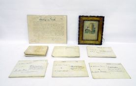 Box containing citations, deeds and indentures on velum, including one signed by George VI and a