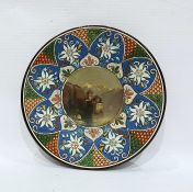 Thoune picture plate with central scene of Chateau de Chillon in a foliate decorated border,