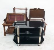 20th century mahogany two-section magazine rack ra